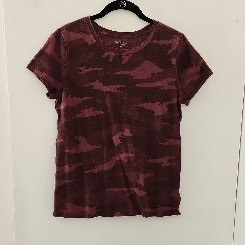 Athleta Maroon Camo Tee